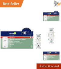 Electrical Wall Outlet 15 Amp Plastic White 10 Pack Tamper-Resistant