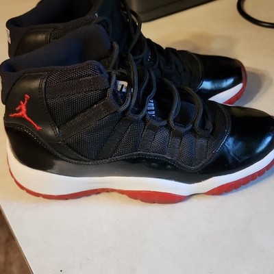 Jordan 11 Retro Black Red White Athletic Shoes Unisex Kids Size 6Y High Top