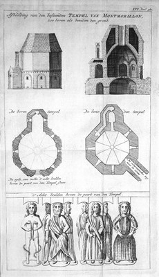 18. Jh. Montmorillon Karner Octogone chapelle gravure Kupferstich antique print