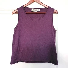 Field Manor Silk Cashmere Sleeveless Knit Top Purple M 