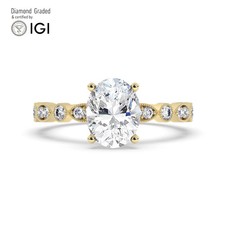 Oval Diamond Engagement Ring 18k Yellow Gold Labgrown 1.75 Ct Solitaire