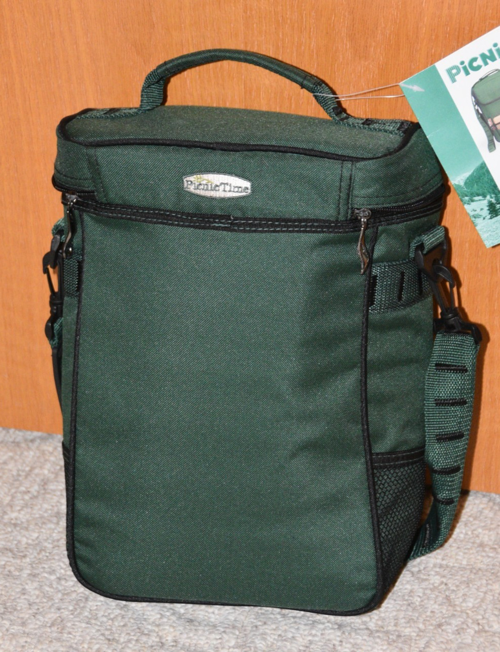 Picnic Time Duet Wine Tote Cheese Board Opener Hunter Green 623-04 NWT