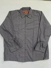 Red Kap Striped Work Shirt 2XL Industrial Uniform Mechanic Technician #B09