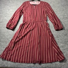 Women’s Old Navy Maroon & White Midi Dress Smocked Waist Medium