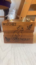 Handmade Wooden Witches Herb Box With Number Of Herbs ,