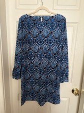 Loft long sleeve women's dress size M Blue Geometric print