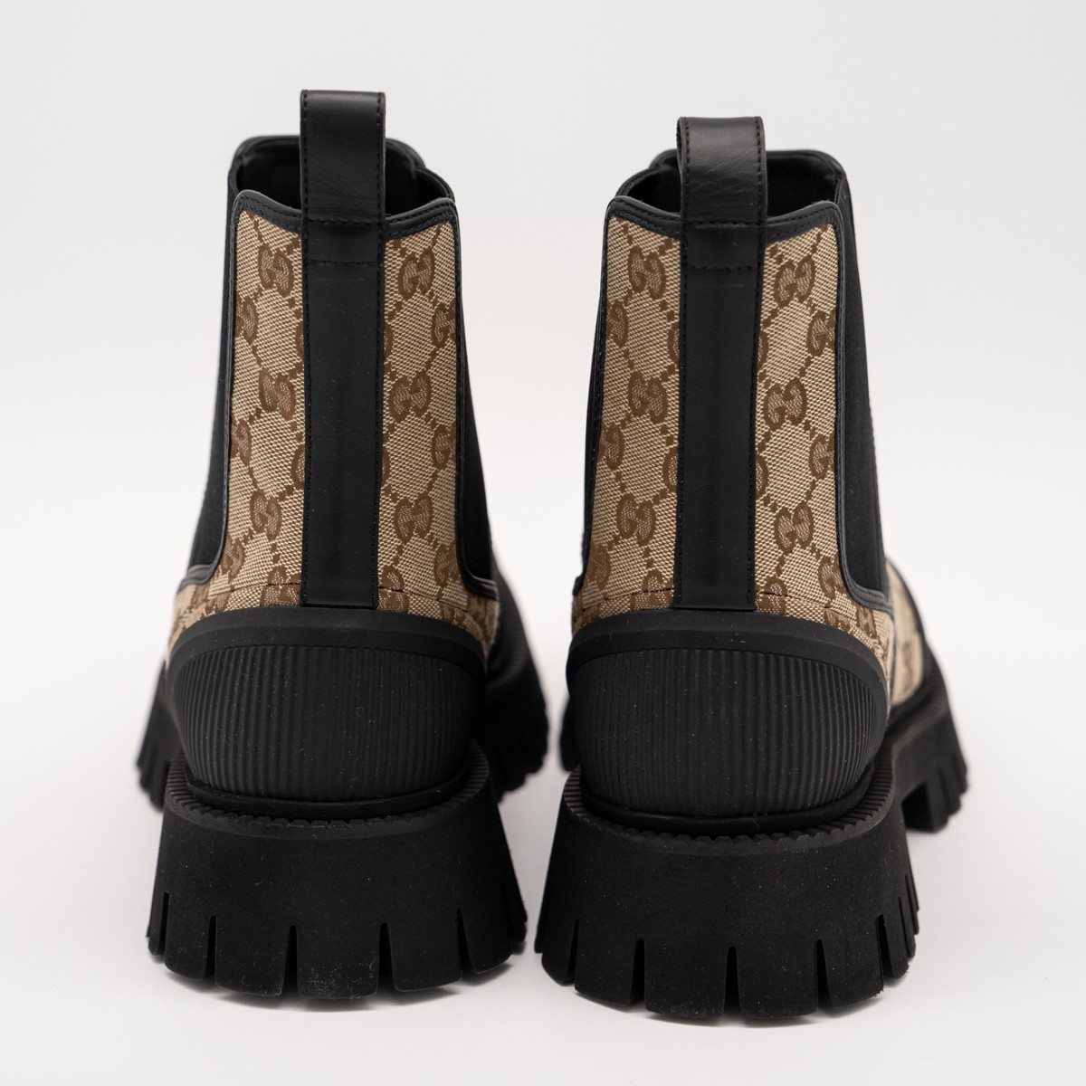 size 9G 9.5 US Gucci Boots Chelsea Beige Brown Black Canvas  display picture 1