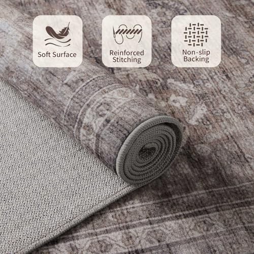 Area Rugs 5x7 for Living Room Bedroom, Grey 5' x 7' (Rectangular) Taupe/Grey