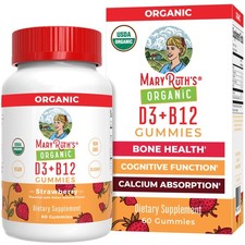 MaryRuth Organics Vitamin D3 B12 Gummies USDA Organic 2 Month Supply for Adults 
