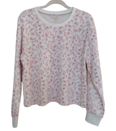 Lucky Brand Top Women' s Large White Pink Long Sleeve Sweatshirt Boho Cottage - Imagen 1 de 8