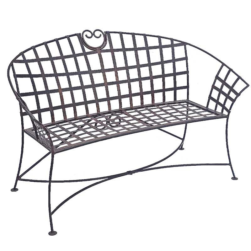 Banc de jardin fer plein marron vieilli anti-vent et robuste pour parc et terrasse