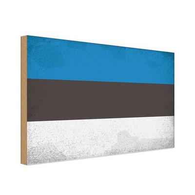 Holzschild 12x18 cm Estland Estonia Vintage Flagge Fahne Wappen Deko Geschenk Ho