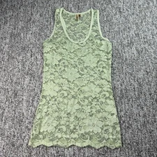 BKE Floral Lace Tank Top Womens Medium Green Boutique Boho Festival