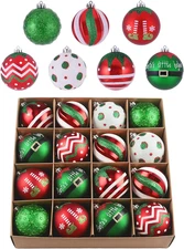 Valery Madelyn Large Christmas Ornaments Tree Decorations, 16Ct Elf Red Green Wh