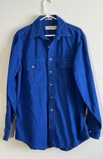 St. John s Bay Men s Chamois Cloth Cotton Flannel Shirt LT Blue Button Up hole