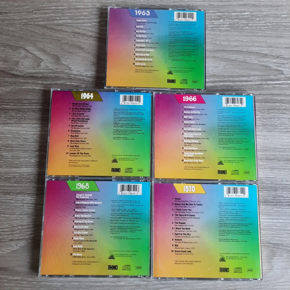 Billboard Top Rock 'n' Roll Hits CD Lot of 5 – 1963, 1964, 1966, 1968, 1970 - Image 2 of 4