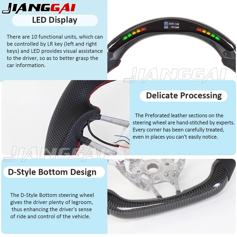 Real Carbon Fiber LED Steering Wheel for 2014+ Porsche Cayenne Macan 911 718 - Image 4 of 4