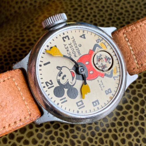 Reloj Pulsera Ingersoll Mickey Mouse Años 30 Cuerda Manual para Reparación - Imagen 2 de 8