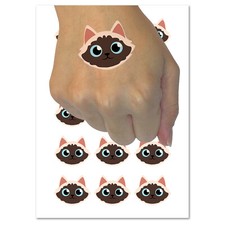 Siamese Himalayan Cat Head Temporary Tattoo Water Resistant Fake Body Art Set