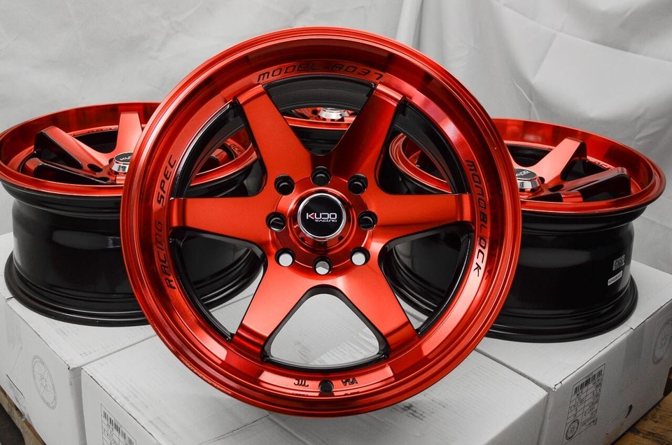 15x7 Red Black Wheels Rims Fit Nissan Cube Scion xB Toyota Corolla ...