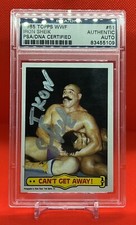 1985 Topps WWF Iron Sheik W/Rock Johnson RC Silver Autograph PSA/DNA Signed HOF