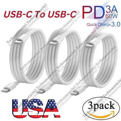 3Pack Type-C Cable USB-C Fast Charger Charging Cord For Samsung iPhone 16 15 Pro