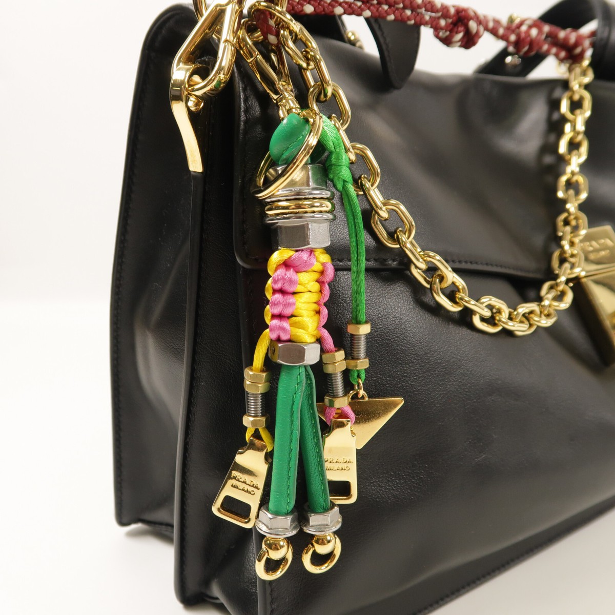 PRADA Soft Sound Large Shoulder Bag Calfskin Leather Black