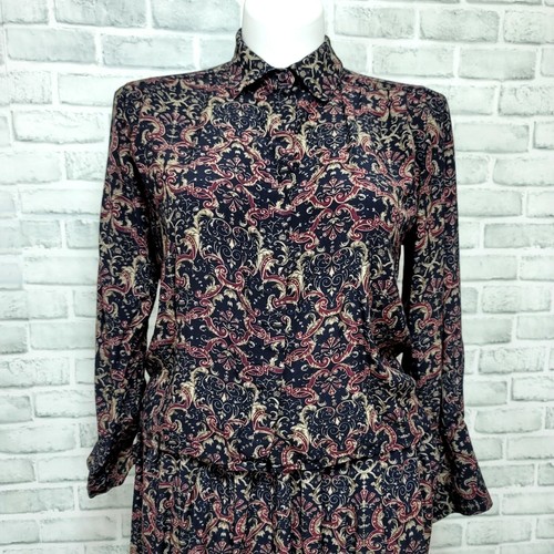 Set gonna vintage anni 70 80 Jones New York L floreale plissettata bottoni davanti L/S top - Foto 2 di 10