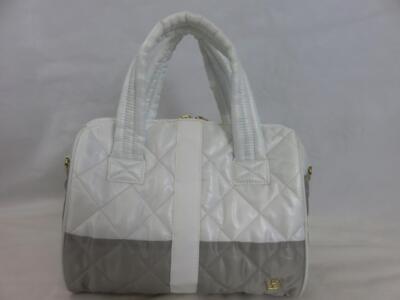 Oliver Thomas White/Gray Quilted Maxed Out Mini Duffle Dual Handles $149