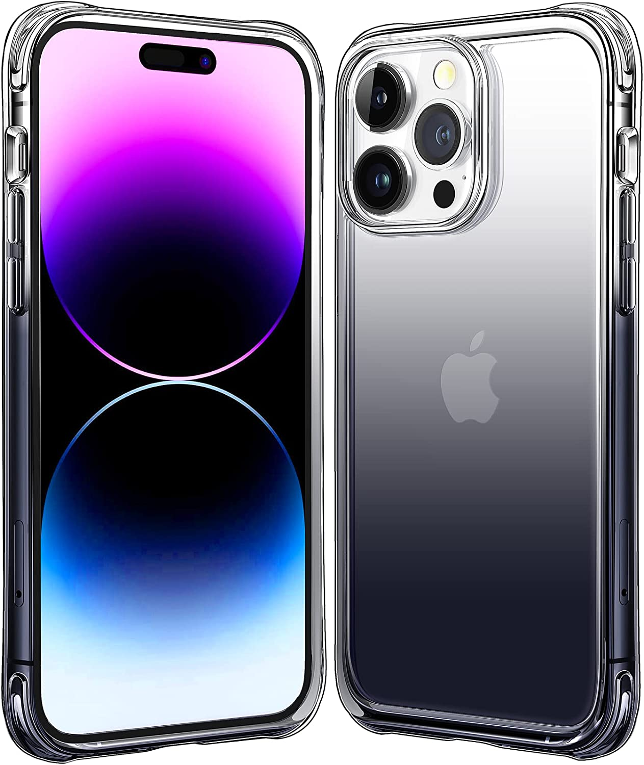 iPhone 14 Pro Clear Case: Military Grade, Shockproof - Gradient Black