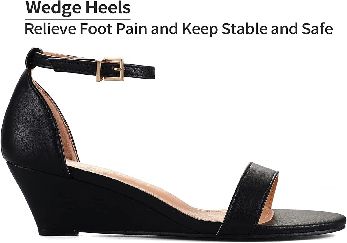 mysoft Women s Wedge Sandals 2 Inch Low Heel Open Toe Ankle Strap