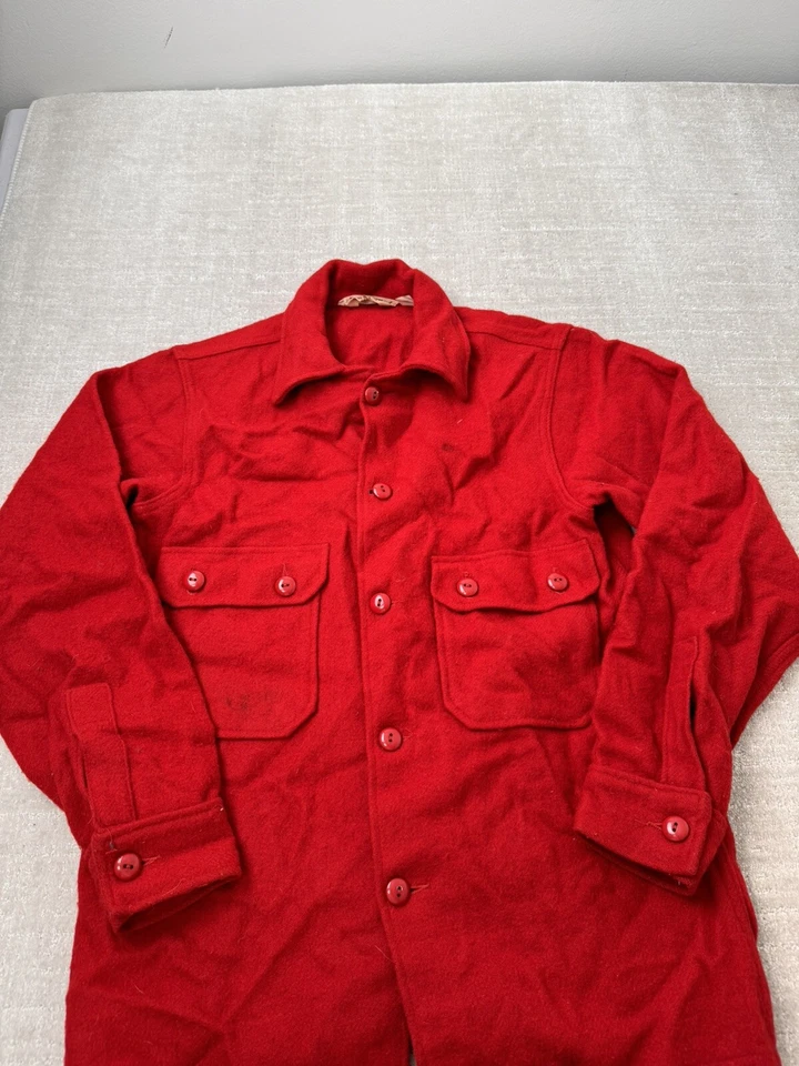 Vintage BOY SCOUTS 1970s BSA Coat Jacket Shirt RED WOOL Mens 38 Shacket - Image 2 of 4