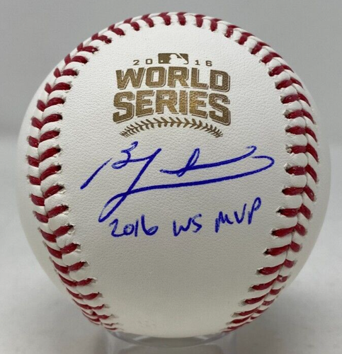 Ben Zobrist Signed Rawlings 2016 WS Logo BB "2016 WS MVP" Insc Fanatics Auth 440