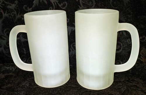 Set of 2 TIARA Satin Frosted Tankard Mug Paneled Patio 12 ounce by Indiana Glass - Picture 3 of 11