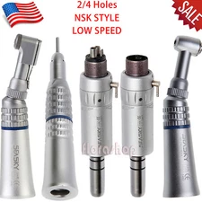 NSK Style Dental Low Speed Handpiece Straight Contra Angle Push Latch +Air Motor
