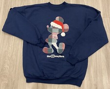 Santa Mickey Mouse Pullover Sweatshirt Walt Disney World MED Hanes Christmas M