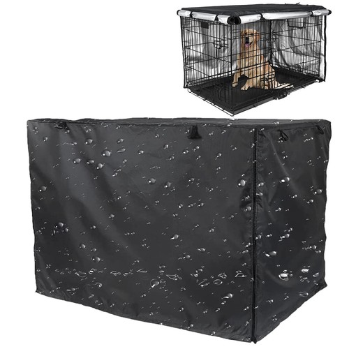 Dog Crate Cover, Ventilated Pet Kennel Cover, Black 210D Waterproof