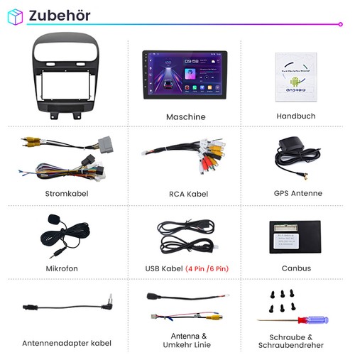 2+32G Für Dodge Journey Fiat Freemont Autoradio Carplay Android GPS NAVI BT DAB+ - Bild 12 von 12