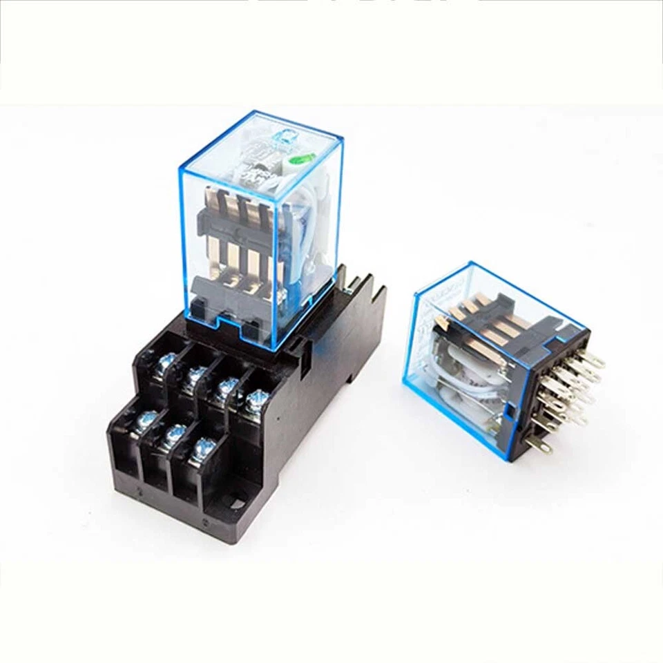 5PCS MY4NJ 12/24V 110/220V Coil Power Relay DIN Rail Mounted 14Pin W/Base PYF14A - Image 2 of 4