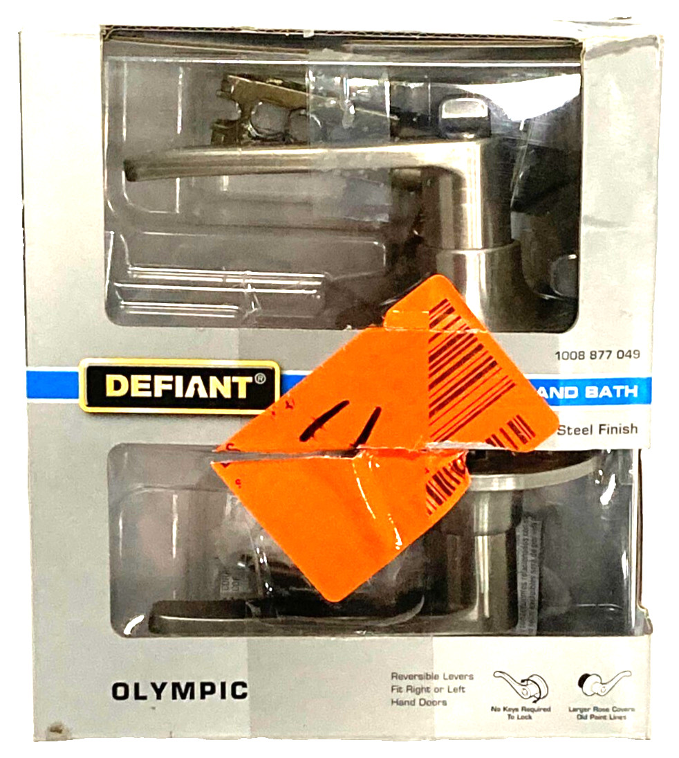 Defiant Bed and Bath Lever Lockable Stainless Steel, Olympic 32LG601B