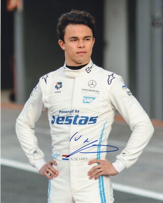 Nyck De Vries signed autograph Mercedes F2 racing 8x10 photo  proof