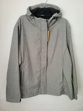 NWT Gray Full Zip Hooded Jacket Fleece Lined Windbreaker Pockets Size XXL, 2XL