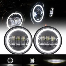 Pair 4.5 Inch Led Spot Passing Lamp Halo Fog Lights For Harley Motorcycle 4 12