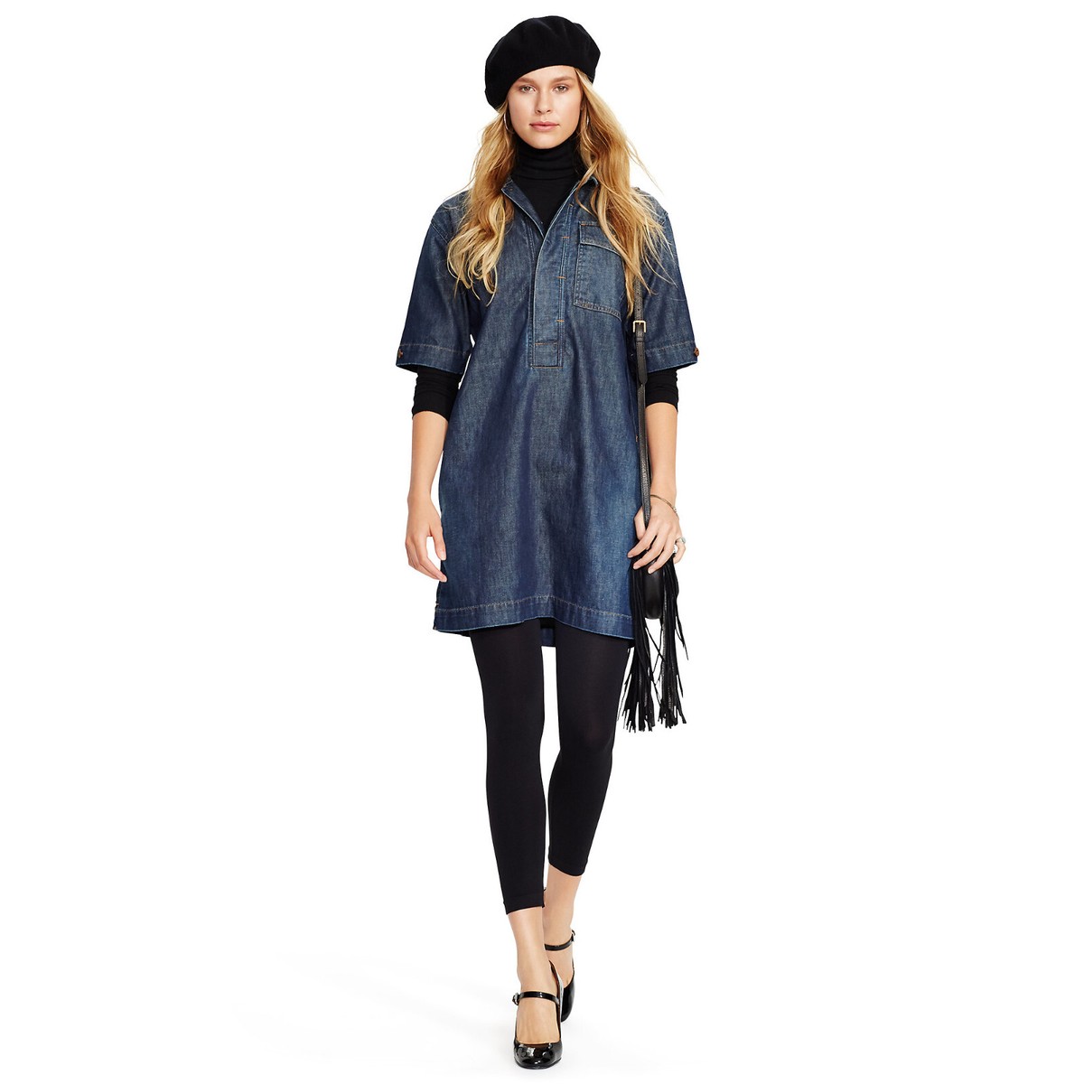 Women's Polo Ralph Lauren Hannah Wash Denim Tunic Shirt Dress New $198 |  eBay
