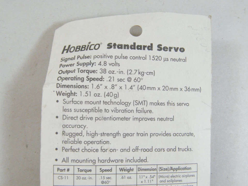 HOBBICO HCAM1002 COMMAND CS-51 STANDARD SERVO NEW - Image 3 of 4