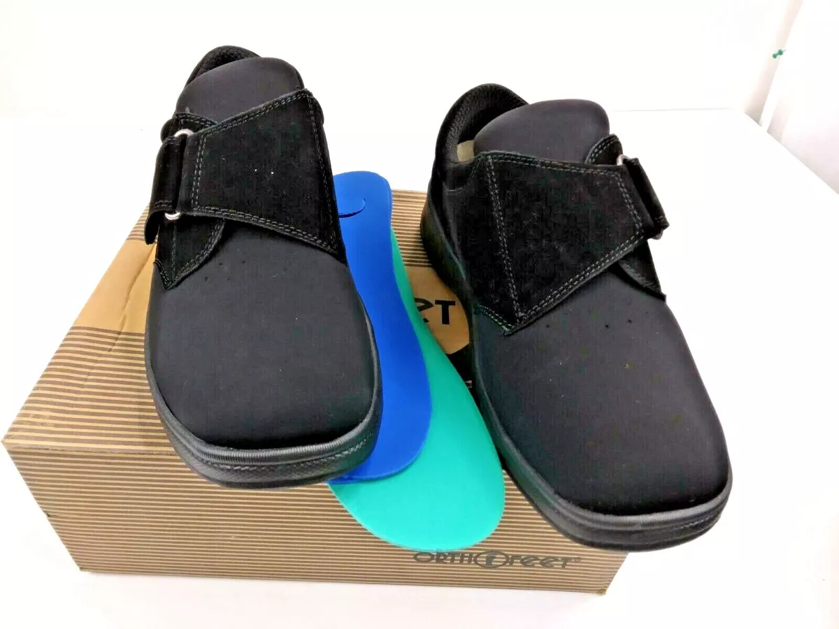 Orthofeet Men s 525 Bismarck Hook Loop Shoes Black 7 D BRAND NEW