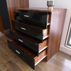 High Gloss Chest of Drawers Black&Walnut Cupboard Storage Bedroom Furniture Set