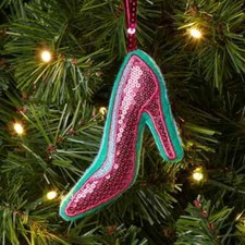 Sequined Fabric High Heel Christmas Tree Ornament Pink/Green - Wondershop