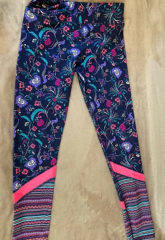 GIRLS Size XL Active Wear Spandex Leggings Bright and Floral