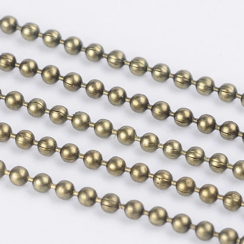 109yds/Roll Iron Beaded Ball Chains Unwelded String Spool 1.5mm 2mm Pick Color - Image 2 of 4